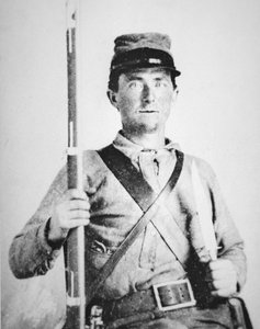 南部連合軍兵士ジョン・ルロイ・ウィリアムズ一等兵（モノクロ写真 作： American Photographer