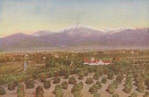 カリフォルニア州レッドランズ、スマイリーハイツからの眺め（カラー写真） 作： アメリカの写真家