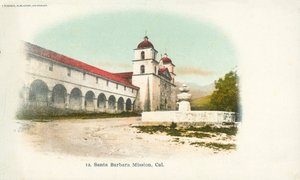 カリフォルニア州サンタ・バーバラ・ミッション（カラー写真） 作： アメリカの写真家