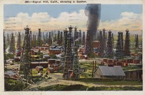 カリフォルニア州シグナルヒル、ガッシャーの様子（写真） 作： アメリカの写真家