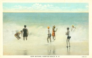1920年頃、ニューハンプシャー州ハンプトン・ビーチ、サーフ・ビーチ（カラー写真） 作： アメリカの写真家