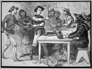 メキシコの無法者を逮捕するテキサス・レンジャー（1880年頃）（彫刻 作： American Photographer