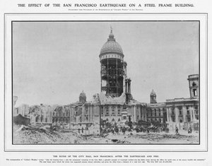 1906年の地震と火災後の市役所の遺跡、1906年 作： American Photographer