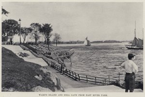 イーストリバーパークから見たウォード島とヘルゲート（モノクロ写真 作： American Photographer