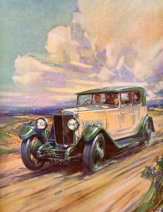 ダートロードを疾走する1920年代のロードスター 作： American School