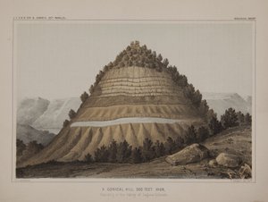 ラクーナ・コロラドの谷間に立つ高さ500フィートの円錐形の丘。 作： American School