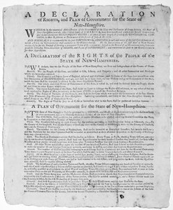 1779年のニューハンプシャー州の権利宣言と政府の計画（印刷） 作： American School