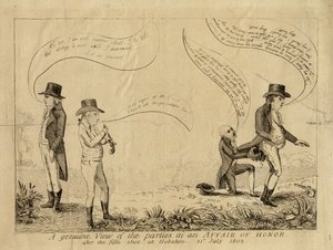 1802年7月31日、ホーボーケンでの第5ショット後の名誉問題における当事者の真の見解 作： American School