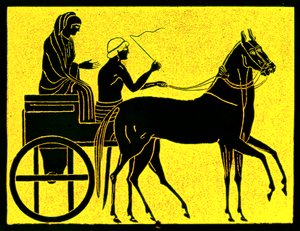 ギリシャの戦車、ビクターデュルイによるギリシャの歴史からの挿絵、1890年発行（デジタル補正画像） 作： American School