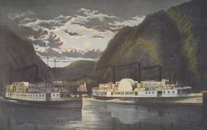 ハドソンの夜-昼光を介して、パブ。 1864年、キュリアーとアイブス 作： American School