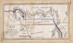 米国とメキシコの間で係争中の国境を示す地図 作： American School
