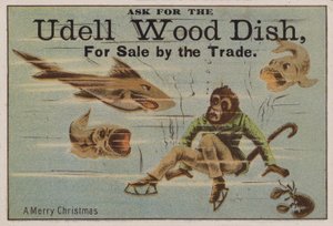 メリークリスマス、ウデルの木の料理を宣伝するトレードカード 作： American School