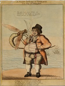 1813年の戯画を手にしたハチ（手描きのエッチング） 作： American School