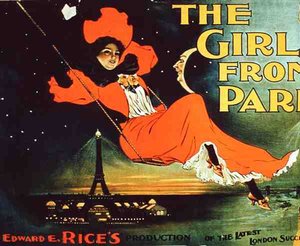 エドワード・E・ライスの「The Girl from Paris」の広告（カラーリトグラフ） 作： American School