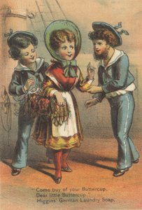 ヒギンズドイツの洗濯石鹸の広告、1880年頃 作： American School