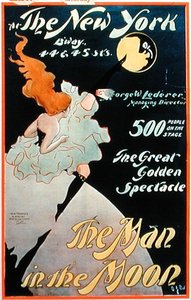ニューヨークのブロードウェイでの「月の男」の広告（カラーリトグラフ） 作： American School