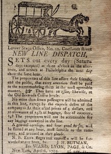 New Line Dispatchの広告、The New York Journal＆Patriotic Register、1793年4月6日（印刷） 作： American School