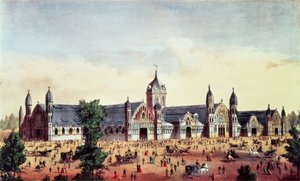 アグリカルチュラルホール、全米センテニアル展、フェアマウントパーク、フィラデルフィア、パブ。 Currier und Ives、1876 作： American School