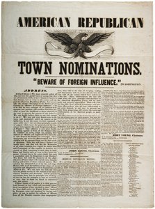 アメリカ共和党町の指名：外国の影響に注意、1845年 作： American School