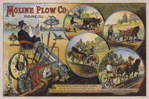 モリーンプラウカンパニー、イリノイ州、c1880年代を宣伝するアメリカのトレードカード 作： American School