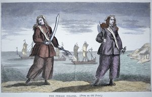 アン・ボニー(b.1697)とメアリー・リード(彩色済み彫刻) 作： American School