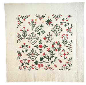 アップリケと刺繡の庭の植物アルバムキルト 作： American School