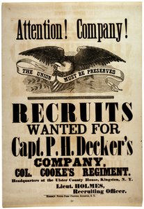 注意！ Company !、ニューヨーク156th歩兵、1862年のブロードサイドを募集 作： American School