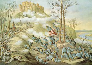 ルックアウト・マウンテンの戦い、1863年11月24日、Kurz & Allisonによる刻印 作： American School