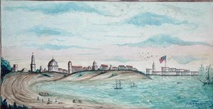 メキシコ・ベラクルスの浜辺（水彩・紙） 作： American School