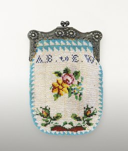 ビーズの財布、c。 1843年（ガラスビーズ、洋白、テキスタイルサポート） 作： American School