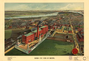 ボストンの鳥瞰図、1902年頃（カラーリトグラフ 作： American School