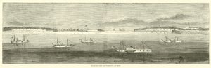 1864年10月、オールドインレットのウィルミントン沖の封鎖艦隊 作： American School