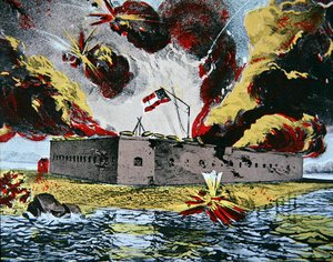 ジョージア州ケイトスパー島のフォート・プラスキーへの砲撃 作： American School