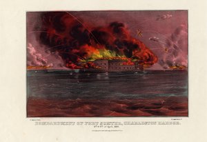サムター要塞の砲撃、チャールストン港、1861年4月12日および13日、パブ。 Currier＆Ives、1861年頃 作： American School