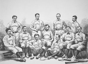 1874年に全米チャンピオンになったボストン・レッドソックス（彫刻 作： American School