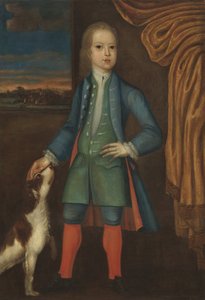 青いコートの少年、c.1730 作： American School