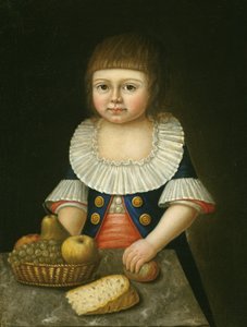 果物かごを持つ少年、1790年頃 作： American School