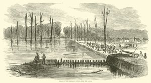 1863年3月、運河近くのミシシッピ川堤防で休憩 作： American School