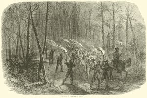 1864年8月、夜間に囚人を連れて来る 作： American School