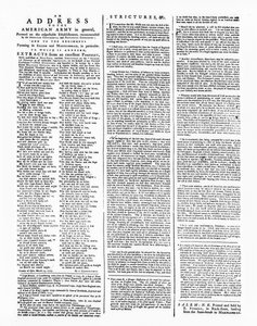 ブロードサイド、アメリカ軍への住所、セーラム、1775年（印刷） 作： American School