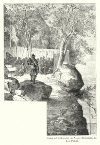 愛宕山の秀吉の陣、福井の手前（彫刻 作： American School