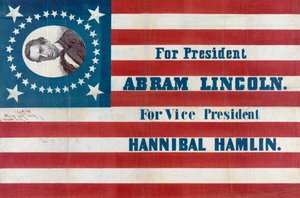 エイブラハム・リンカーンのキャンペーンフラッグ 作： American School