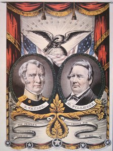 大統領候補ザカリー・テイラー(1784-1850)と伴走者ミラード・フィルモア(1800-74)のキャンペーンポスター 1848年（カラーリトグラフ 作： American School
