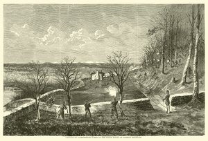 1863年11月、ルックアウトマウンテンのホワイトハウスでの南軍の作品の捕獲 作： American School