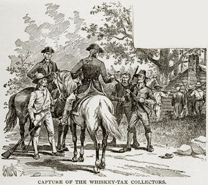 ウイスキー税金コレクターの捕獲、コロンバスとコロンビアのイラスト、1893年 作： American School