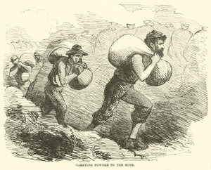 1864年7月、鉱山に粉を運ぶ 作： American School