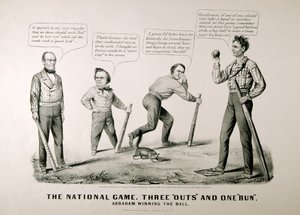 エイブラハムリンカーン（1809-65）を示す漫画 作： American School