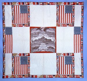 センテニアルキルト、マサチューセッツ州、1876年（綿） 作： American School
