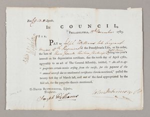 1783年11月13日、ジョセフ・ウィリアムズへの3ポンドと13シリングを確認してください 作： American School