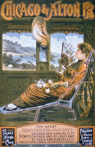 シカゴ＆アルトン鉄道ポスター、1885年頃（カラーリトグラフ 作： American School